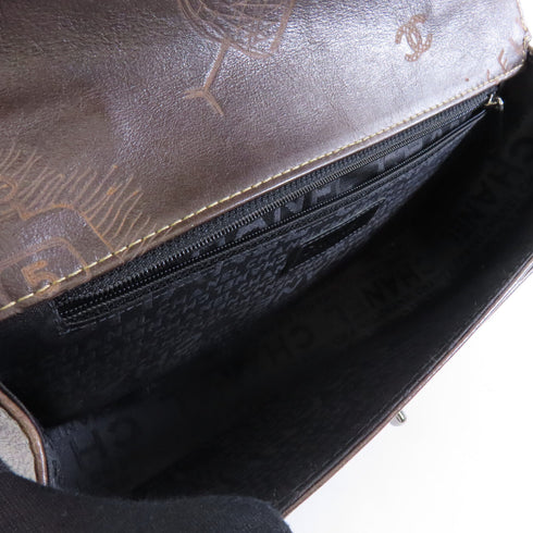 CHANEL CC SHW Chain Shoulder Bag Calfskin Leather Brown v1