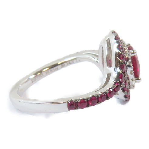 FINE JEWELRY 0.79ct/0.65ct Ruby 0.14ct Diamond Ring 18K White Gold US#6