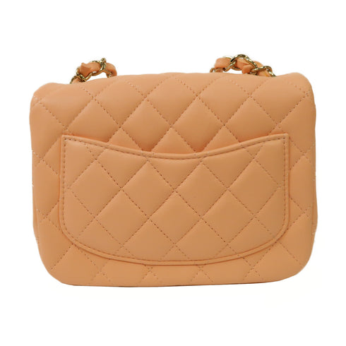 CHANEL Quilted CC Classic 17 Chain Shoulder Bag Lambskin Leather Pink