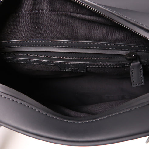 GUCCI GG Small Crossbody Shoulder Bag 775097 Rubber-Effect Leather Black