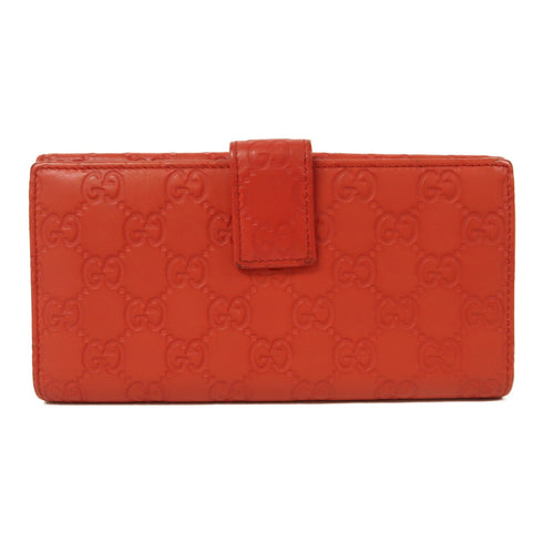 GUCCI GG SHW Long Wallet Calfskin Leather Red