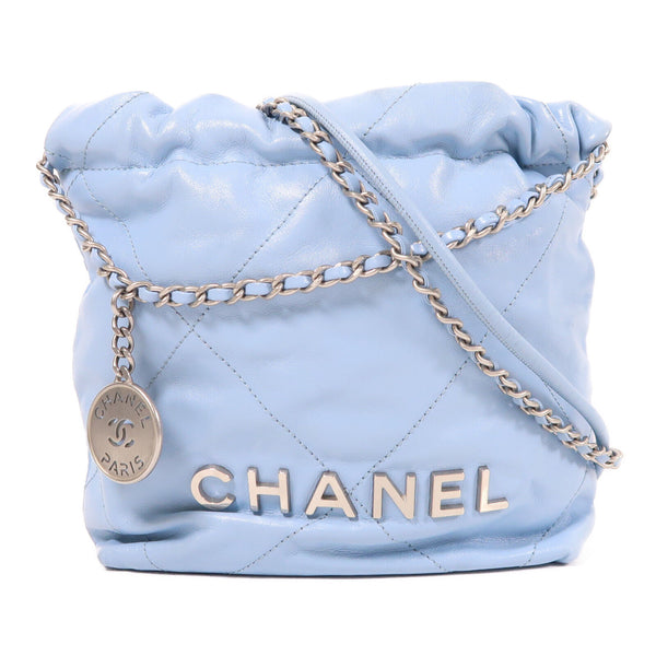 CHANEL CC SHW Chanel 22 Mini Chain Shoulder Bag Calfskin Leather Blue