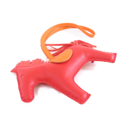 HERMES Rodeo MM Charm Swift Leather Red Orange
