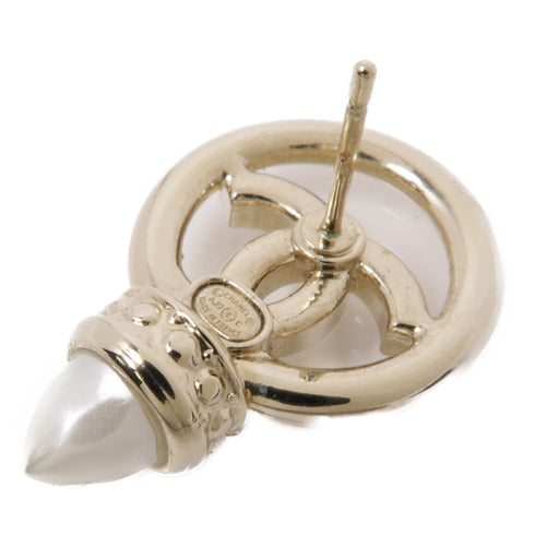 CHANEL CC Earrings Accessories Metal PVC Gold White