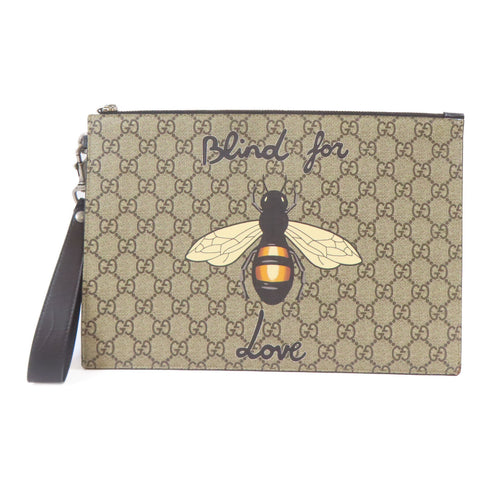 GUCCI GG SHW Handbag Clutch Bag 473904 PVC Coated Canvas Brown/Black