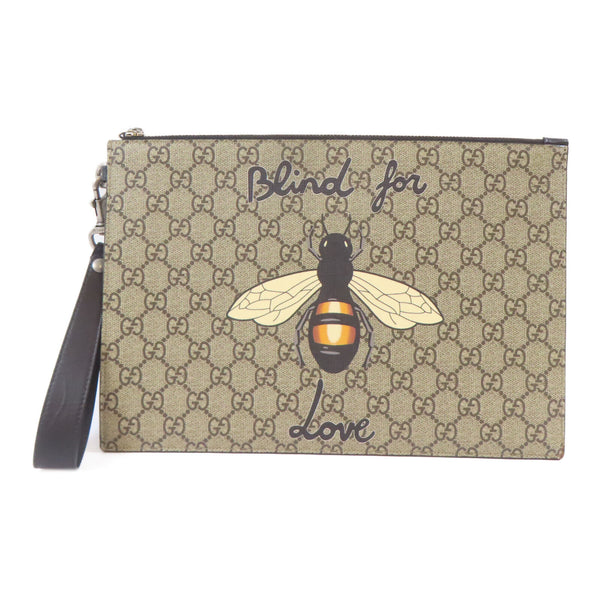 GUCCI GG SHW Handbag Clutch Bag 473904 PVC Coated Canvas Brown/Black
