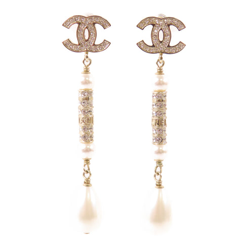 CHANEL CC Earrings Metal/PVC White/Gold