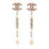 CHANEL CC Earrings Metal/PVC White/Gold