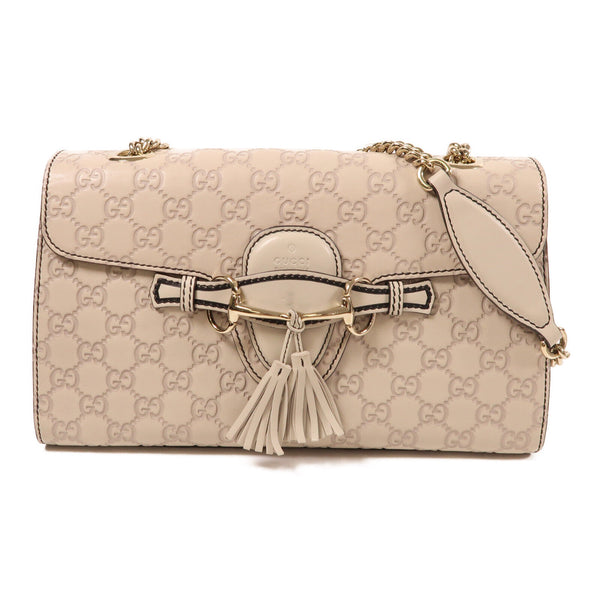 GUCCI GG GHW Chain Shoulder Bag 295402 Leather White