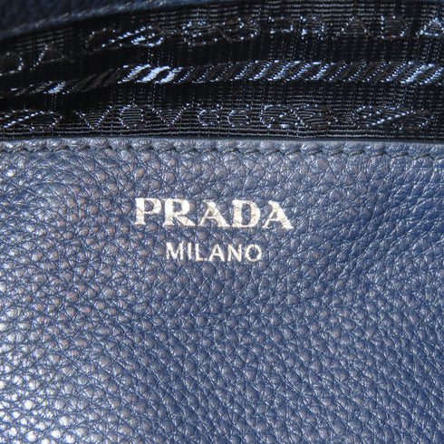PRADA SHW 2 Way Shoulder Bag Handbag 1BG006 Calfskin Leather Navy