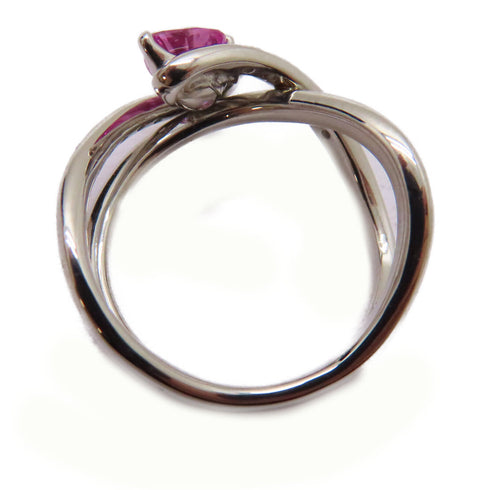 FINE JEWELRY 0.84ct Pink Sapphire 0.06ct Diamond Ring PT900 Platinum US#6.25