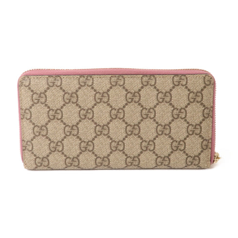 GUCCI GG GHW Long Wallet 307982 Coated Canvas Brown Pink