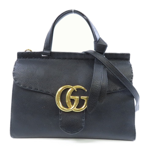 GUCCI GG GHW 2 Way Shoulder Bag 421890 Calfskin Leather Black