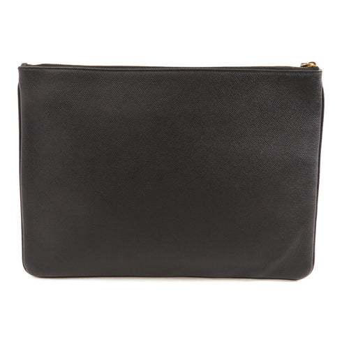 BALENCIAGA GHW Clutch Bag Pouch W568024 Calfskin Leather Black