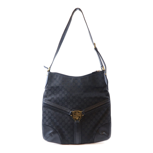 GUCCI GG GHW Shoulder Bag 115568 Canvas Black