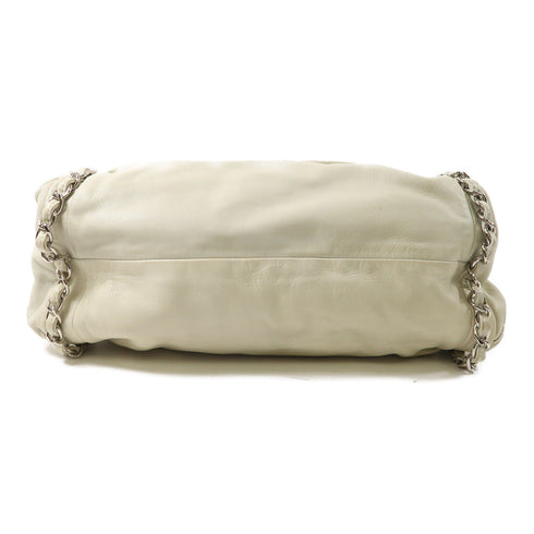 CHANEL CC SHW Chain Shoulder Bag Lambskin Leather Light Green