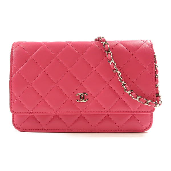 CHANEL CC SHW WOC Wallet On Chain Shoulder Bag AP0250 Lambskin Leather Pink