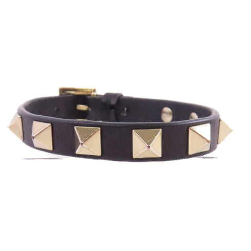 Valentino GHW Rockstud Leather Bracelet Metal Calfskin Leather