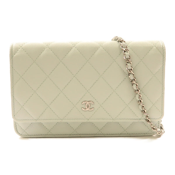CHANEL CC SHW Wallet On Chain Shoulder Bag Calfskin Leather Light Blue