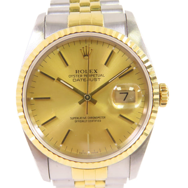 ROLEX Datejust Automatic Watch 16233 18K Yellow Gold Stainless Steel Gold