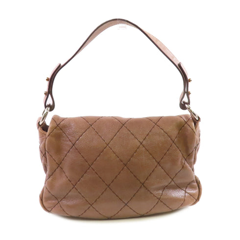 CHANEL CC SHW Shoulder Bag Calfskin Leather Brown