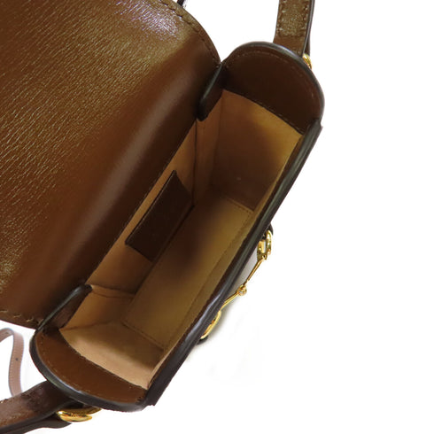 GUCCI GG GHW Horsebit Mini Shoulder Bag Crossbody Coated Canvas 625615 Brown