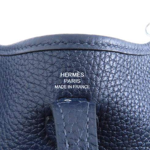 HERMES PHW Evelyne TPM Shoulder Bag Crossbody Taurillon Clemence Leather Navy