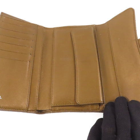 CHANEL CC SHW Long Wallet Lambskin Leather Brown