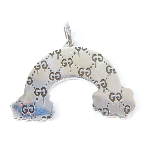 GUCCI GG Rainbow Pendant Charm 925 Sterling Silver Pink Rainbow Color