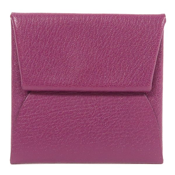 HERMES PHW Bastia Change Purse Chevre Leather Purple