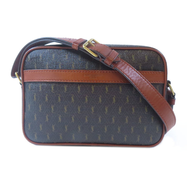 SAINT LAURENT YSL GHW Camera Bag Shoulder Bag 669957 PVC Coated Canvas Brown
