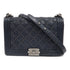 CHANEL CC SHW Boy Chain Shoulder Bag Quilted Calfskin Leather Blue