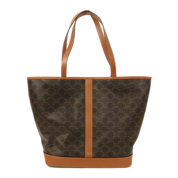CELINE GHW Cabas Shoulder Bag Tote Bag 115072 Triomphe Canvas/Calfskin Brown