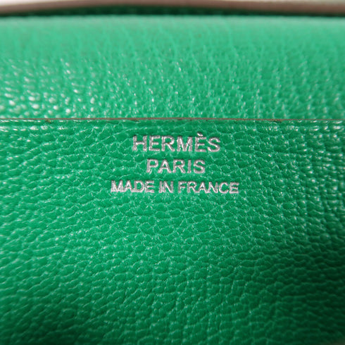 HERMES PHW Bearn Soufflet Wallet 039078CC Chevre Leather Green