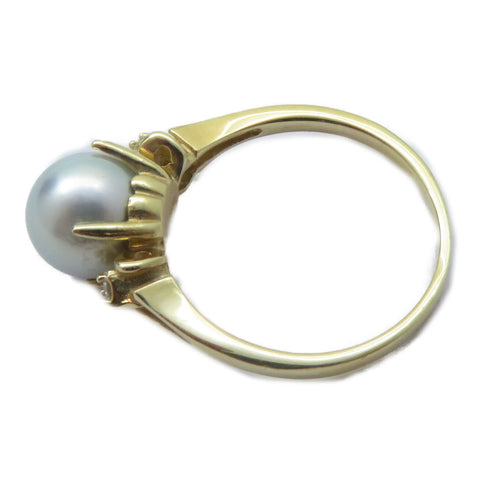 FINE JEWELRY Pearl Ring 14K Yellow Gold White