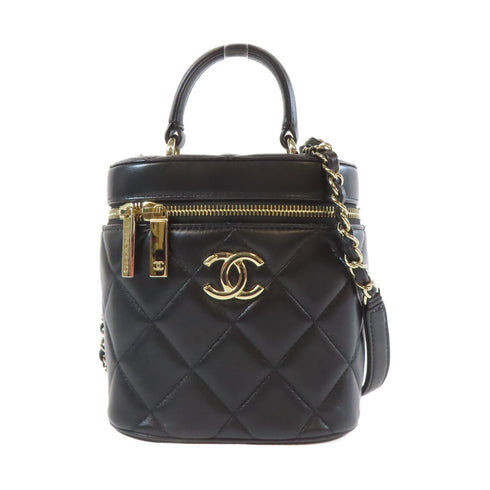 CHANEL Quilted CC GHW Trendy CC Vanity Case 2 Way Shoulder AS6126 Lambskin Black