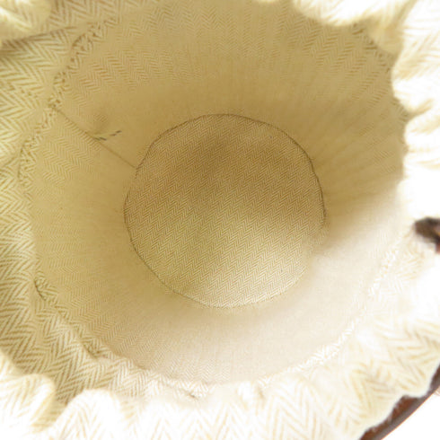 TORY BURCH GHW Miller Wicker Bucket Shoulder Bag Rattan/Leather Brown