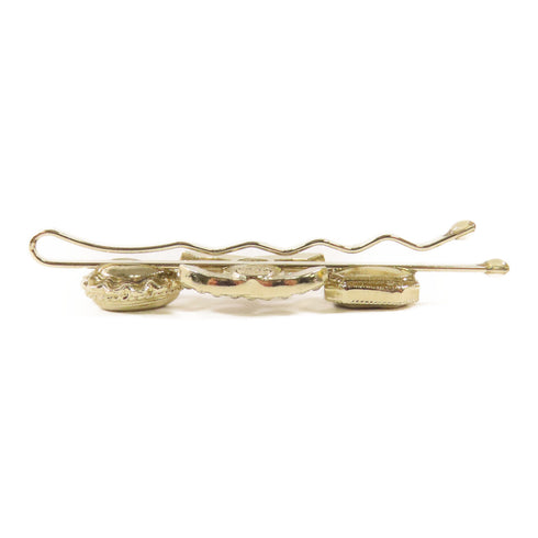 CHANEL CC Hair Clip Metal Crystal Gold