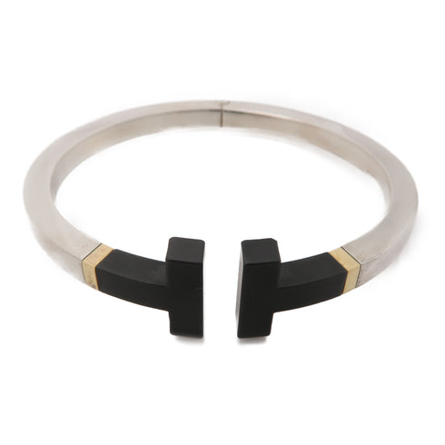 TIFFANY&CO T Bracelet Bangle Accessories 18KYG Ceramic 925 Sterling Silver