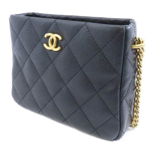 CHANEL Quilted CC GHW Chain Shoulder Bag AS3830 Leather Black
