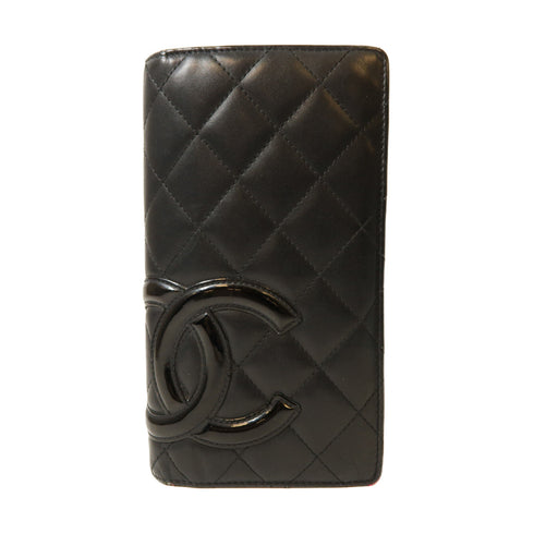 CHANEL Quilted CC Cambon Line Long Wallet Calfskin Leather Black