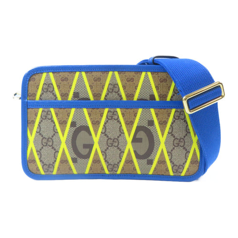 GUCCI GG GHW Shoulder Crossbody Bag 72569.1147 PVC Coated Canvas Brown Blue