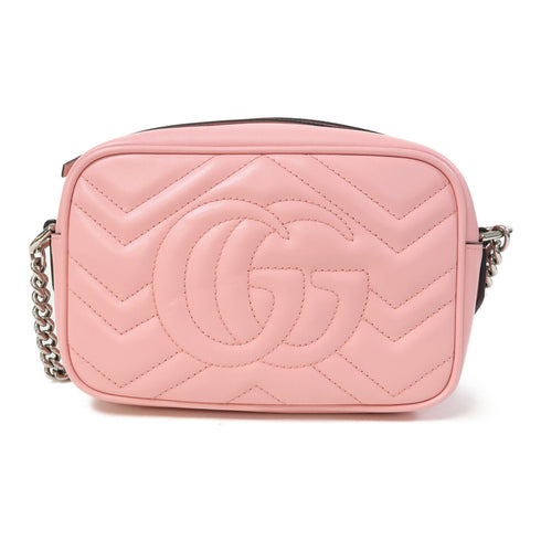 GUCCI SHW GG Marmont Mini Chain Shoulder Bag 634936 Calfskin Leather Pink