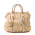 PRADA GHW 2 Way Shoulder Bag Handbag Lambskin Leather Beige