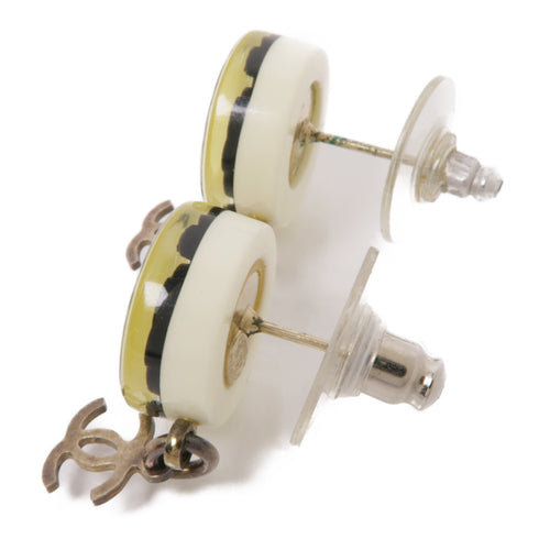 CHANEL CC Earrings PVC/Metal Black/White