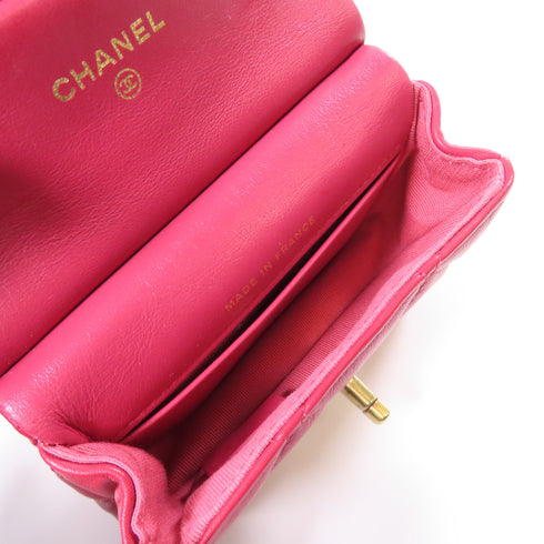 CHANEL Quilted CC GHW Chain Shoulder Bag 2 Way Bag Calfskin Leather Red