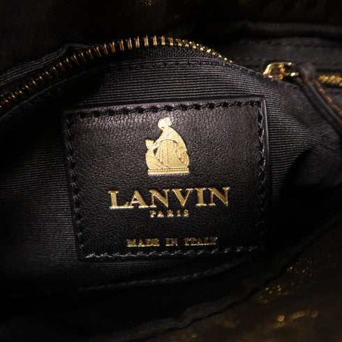 LANVIN GHW Chain Shoulder Bag Canvas Black