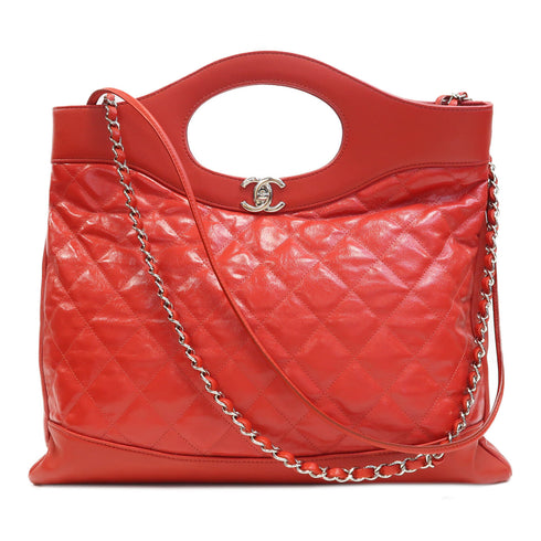 CHANEL Quilted CC SHW Chanel 31 2 Way Bag Calfskin Leather Red