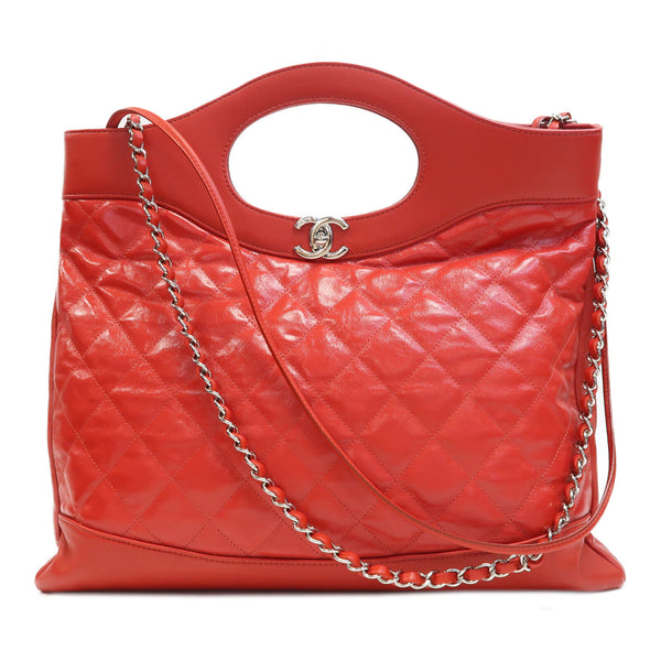 CHANEL Quilted CC SHW Chanel 31 2 Way Bag Calfskin Leather Red