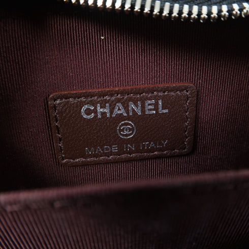 CHANEL Quilted CC SHW Chain Shoulder Phone Bag Lambskin Leather Black